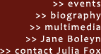 The Official Website of Julia Fox - main menu